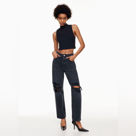 Agolde 90’s Jean Dark Denim Size 24 Distressed Button Fly 100% Cotton - Picture 1 of 8